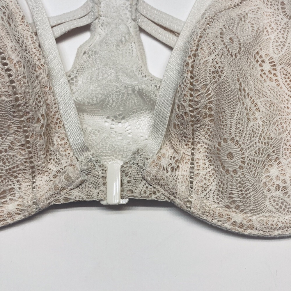 Victoria's Secret Lace Unlined Demi Bra Size 32DD Ivory Strappy Racerback NEW - Picture 6 of 12